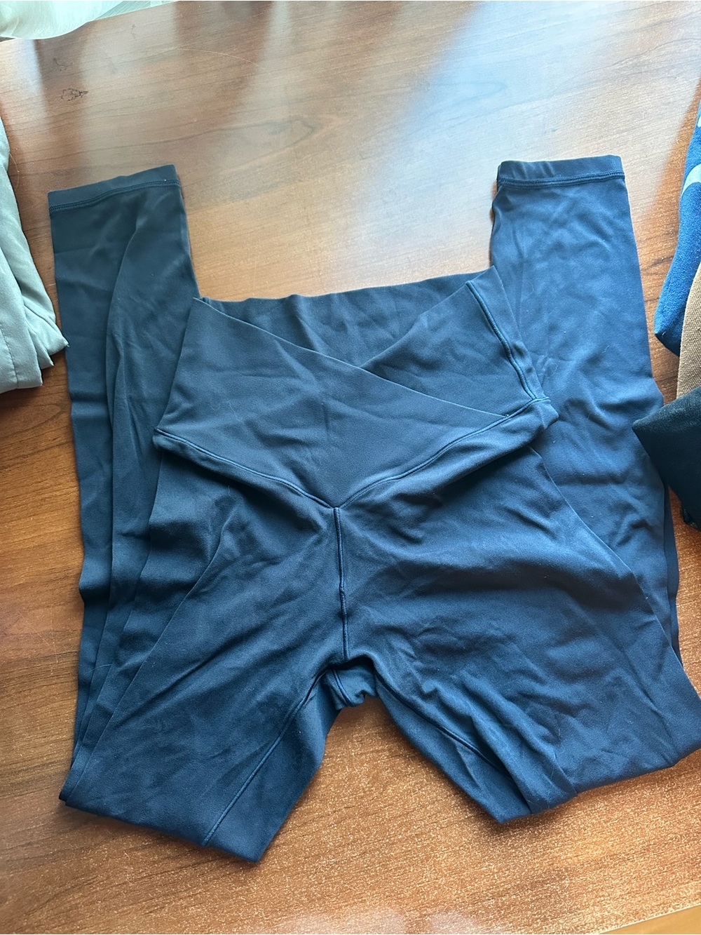 Aerie Navy Cross Over Waist Band Leggings